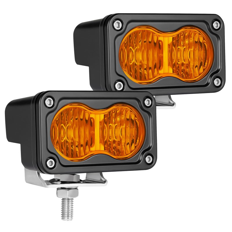 Auto Power Plus LED Pods Amber 2PCS 40W 3 Inch Driving Light Amber Fog Light Waterproof Offroad Bumper Light Cube Super Bright Flood Work Light Pods for Truck ATV UTV SUV Motorcycle Boat
